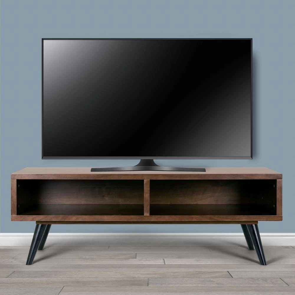 Akamu 47 in. Walnut Composite TV Stand Fits TVs Up to 67 in. with Open Storage by Glamour Home 7 Akamu 47 in. Walnut Composite TV Stand Fits TVs Up to 67 in. with Open Storage by Glamour Home - Image 7