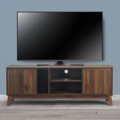 Anshu 56 in. Walnut Composite TV Stand Fits TVs Up to 91 in. with Storage Doors by Glamour Home 11 Anshu 56 in. Walnut Composite TV Stand Fits TVs Up to 91 in. with Storage Doors by Glamour Home -Kahomvis Sales Store walnut glamour home tv stands ghtvs 1403 31 1000