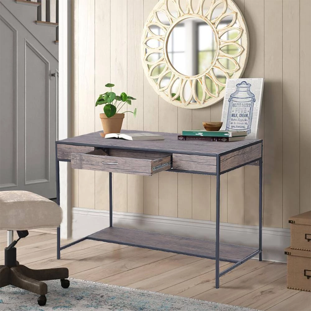 43.3 in. Retangular Walnut Wood 1 Drawer Computer Desk by Kahomvis 9 43.3 in. Retangular Walnut Wood 1 Drawer Computer Desk by Kahomvis - Image 9