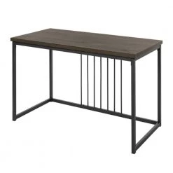 47.2 in. Retangular Walnut Wood Computer Desk with Straight Steel Bar Support by Kahomvis