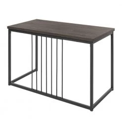 47.2 in. Retangular Walnut Wood Computer Desk with Straight Steel Bar Support by Kahomvis -Kahomvis Sales Store walnut kahomvis computer desks gp lkw9 30160 77 1000