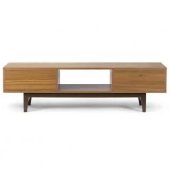 Alvin 63 in. Walnut and White Engineered Wood TV Stand with 2 Drawer Fits TVs Up to 107 in. with Cable Management by Glamour Home -Kahomvis Sales Store walnut white glamour home tv stands ghtvs 1260 44 1000