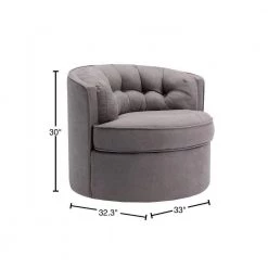 Warm Grey Linen Fabric Upholstered 360° Swivel Tufted Back Accent Round Barrel Chair (Set of 1) by Kahomvis 11 Warm Grey Linen Fabric Upholstered 360° Swivel Tufted Back Accent Round Barrel Chair (Set of 1) by Kahomvis -Kahomvis Sales Store warm grey kahomvis accent chairs bb lkpp 76aaw 40 1000