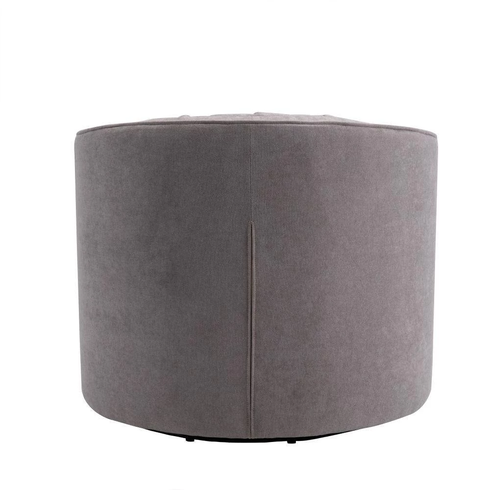 Warm Grey Linen Fabric Upholstered 360° Swivel Tufted Back Accent Round Barrel Chair (Set of 1) by Kahomvis 4 Warm Grey Linen Fabric Upholstered 360° Swivel Tufted Back Accent Round Barrel Chair (Set of 1) by Kahomvis - Image 4