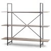 August 56 in. Light Brown Weathered Oak 3- -Shelf Modern Etagere Bookcase with Metal Frame by Glamour Home