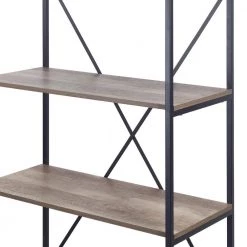 August 67.125 in. Light Brown Weathered Oak Particle Board 5- -Shelf Modern Etagere Bookcase with Metal Frame by Glamour Home -Kahomvis Sales Store weathered oak glamour home bookcases bookshelves ghdsv 1459 4f 1000