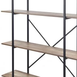 August 84.75 in. Light Brown Weathered Oak Particle Board 5- -Shelf Modern Etagere Bookcase with Metal Frame by Glamour Home -Kahomvis Sales Store weathered oak glamour home bookcases bookshelves ghdsv 1462 4f 1000