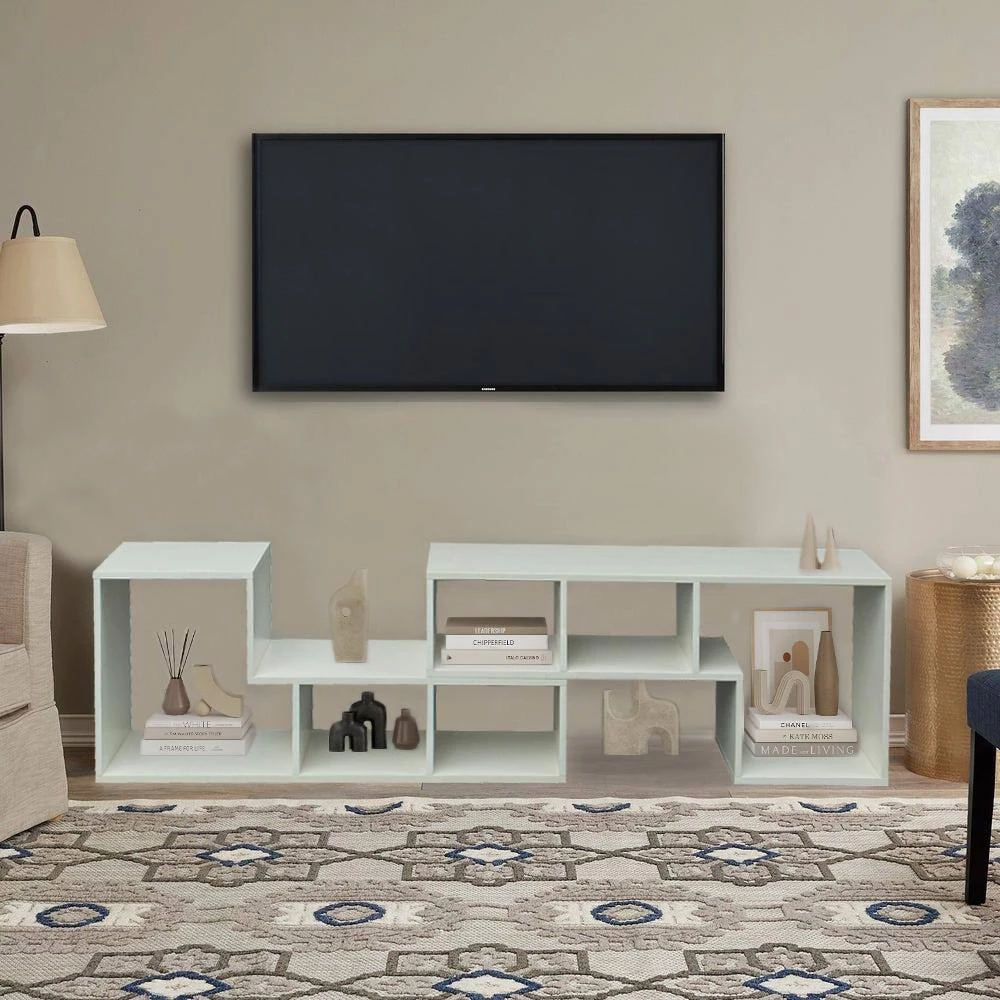 11.81 in. White Wood 6-Shelf Double L-Shaped Etagere Bookcase with Extendable and Twistable by Kahomvis 8 11.81 in. White Wood 6-Shelf Double L-Shaped Etagere Bookcase with Extendable and Twistable by Kahomvis - Image 8