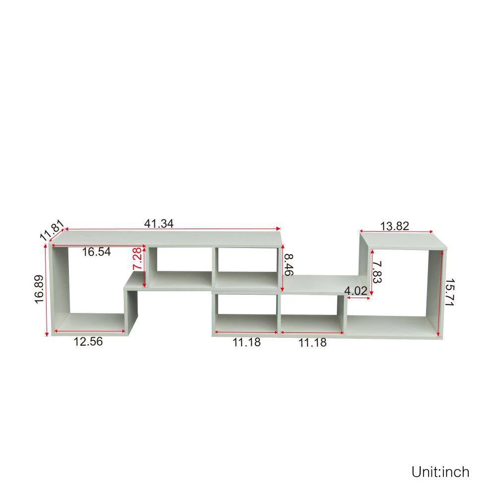 11.81 in. White Wood 6-Shelf Double L-Shaped Etagere Bookcase with Extendable and Twistable by Kahomvis 7 11.81 in. White Wood 6-Shelf Double L-Shaped Etagere Bookcase with Extendable and Twistable by Kahomvis - Image 7