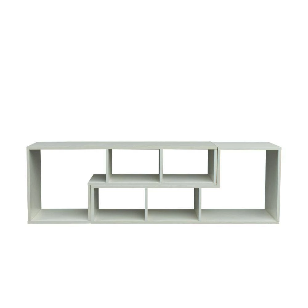 11.81 in. White Wood 6-Shelf Double L-Shaped Etagere Bookcase with Extendable and Twistable by Kahomvis 2 11.81 in. White Wood 6-Shelf Double L-Shaped Etagere Bookcase with Extendable and Twistable by Kahomvis - Image 2