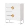 4-Drawers White Chest of Drawers (36.2 in. H x 31.7 in. W x 15.7 in. D), Bedroom Storage Cabinet with Solid Wood Handle by Kahomvis
