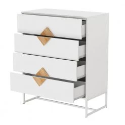 4-Drawers White Chest of Drawers (36.2 in. H x 31.7 in. W x 15.7 in. D), Bedroom Storage Cabinet with Solid Wood Handle by Kahomvis -Kahomvis Sales Store white kahomvis chest of drawers cyh lkw2 0013 77 1000