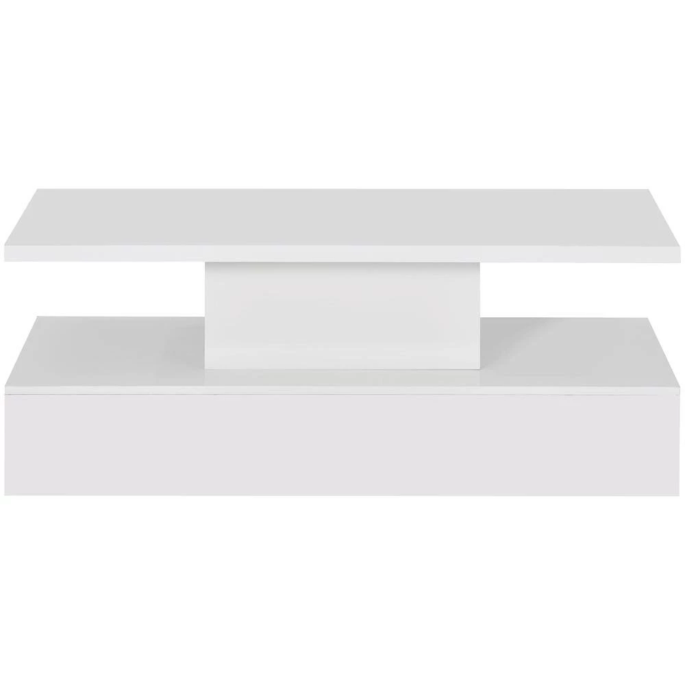 47.2 in. White Rectangle Wood Modern Coffee Table with LED Lighting and Remote Control by Kahomvis 4 47.2 in. White Rectangle Wood Modern Coffee Table with LED Lighting and Remote Control by Kahomvis - Image 4