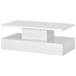 47.2 in. White Rectangle Wood Modern Coffee Table with LED Lighting and Remote Control by Kahomvis