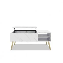 39.4 in. White Rectangle Wood Lift Top Extendable Coffee Table with Storage and Metal Frame by Kahomvis -Kahomvis Sales Store white kahomvis coffee tables rys lkw2 943 1f 1000