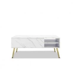 39.4 in. White Rectangle Wood Lift Top Extendable Coffee Table with Storage and Metal Frame by Kahomvis -Kahomvis Sales Store white kahomvis coffee tables rys lkw2 943 44 1000