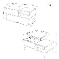 39.4 in. White Rectangle Wood Lift Top Extendable Coffee Table with Storage and Metal Frame by Kahomvis -Kahomvis Sales Store white kahomvis coffee tables rys lkw2 943 c3 1000