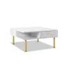 31.5 in. White Square Wood Coffee Table with 2 Drawers and Open Storage Shelf by Kahomvis