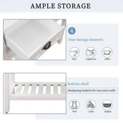 31.7 in. White Standard Rectangle Wood Console Table with Bottom Shelf and Storage Drawers by Kahomvis -Kahomvis Sales Store white kahomvis console tables tre lkwf 62aak 44 1000