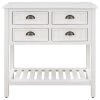 31.7 in. White Standard Rectangle Wood Console Table with Bottom Shelf and Storage Drawers by Kahomvis