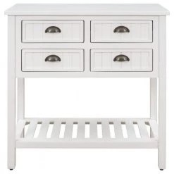 31.7 in. White Standard Rectangle Wood Console Table with Bottom Shelf and Storage Drawers by Kahomvis