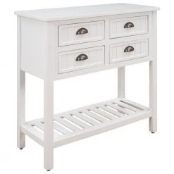31.7 in. White Standard Rectangle Wood Console Table with Bottom Shelf and Storage Drawers by Kahomvis -Kahomvis Sales Store white kahomvis console tables tre lkwf 62aak c3 1000