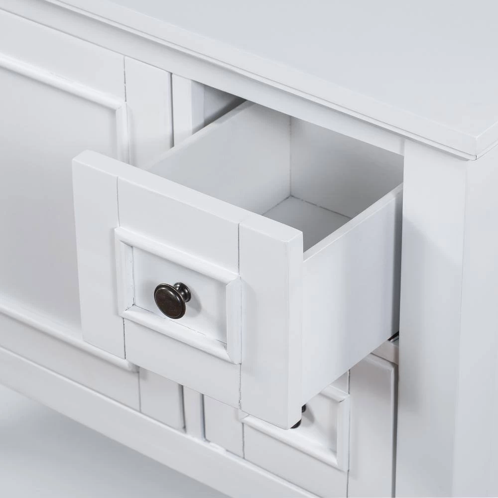 39.4 in. White Wood Console Table with 4 Drawers and 1 Shelf by Kahomvis 7 39.4 in. White Wood Console Table with 4 Drawers and 1 Shelf by Kahomvis - Image 7