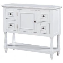 39.4 in. White Wood Console Table with 4 Drawers and 1 Shelf by Kahomvis 14 39.4 in. White Wood Console Table with 4 Drawers and 1 Shelf by Kahomvis -Kahomvis Sales Store white kahomvis console tables u lkwf2 10aak 4f 1000