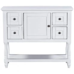 39.4 in. White Wood Console Table with 4 Drawers and 1 Shelf by Kahomvis