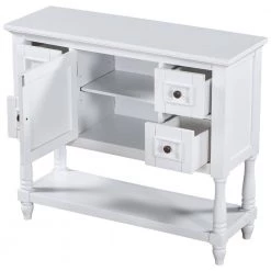 39.4 in. White Wood Console Table with 4 Drawers and 1 Shelf by Kahomvis 12 39.4 in. White Wood Console Table with 4 Drawers and 1 Shelf by Kahomvis -Kahomvis Sales Store white kahomvis console tables u lkwf2 10aak 77 1000