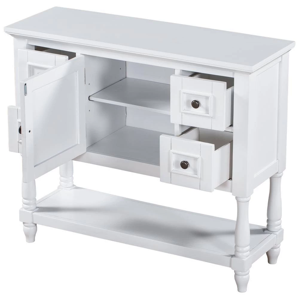 39.4 in. White Wood Console Table with 4 Drawers and 1 Shelf by Kahomvis 3 39.4 in. White Wood Console Table with 4 Drawers and 1 Shelf by Kahomvis - Image 3
