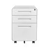 White 3-Drawer Mobile Steel File Cabinet with Locking Drawer, Rolling Anti-tilt Metal Storage Cabinet by Kahomvis