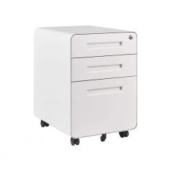 White 3-Drawer Mobile Steel File Cabinet with Locking Drawer, Rolling Anti-tilt Metal Storage Cabinet by Kahomvis -Kahomvis Sales Store white kahomvis file cabinets db lkw5 1337 c3 1000