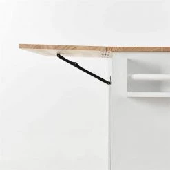White Rolling Mobile Kitchen Island with Solid Wood Top, Drop Leaf and Storage Cabinet by Kahomvis -Kahomvis Sales Store white kahomvis kitchen islands kk lkwf 5aaw 1f 1000