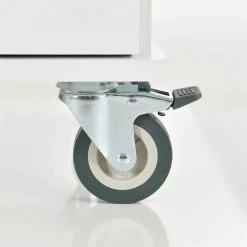 White Rolling Mobile Kitchen Island with Solid Wood Top, Drop Leaf and Storage Cabinet by Kahomvis -Kahomvis Sales Store white kahomvis kitchen islands kk lkwf 5aaw 44 1000