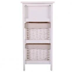 1-Drawer White End Table Nightstand with 2 Removable Storage Baskets (24.8"H x 15.7"W x 11.8"D) by Kahomvis 18 1-Drawer White End Table Nightstand with 2 Removable Storage Baskets (24.8"H x 15.7"W x 11.8"D) by Kahomvis -Kahomvis Sales Store white kahomvis nightstands bss lkw1 1565 76 1000