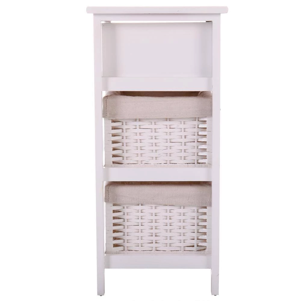 1-Drawer White End Table Nightstand with 2 Removable Storage Baskets (24.8"H x 15.7"W x 11.8"D) by Kahomvis 9 1-Drawer White End Table Nightstand with 2 Removable Storage Baskets (24.8"H x 15.7"W x 11.8"D) by Kahomvis - Image 9