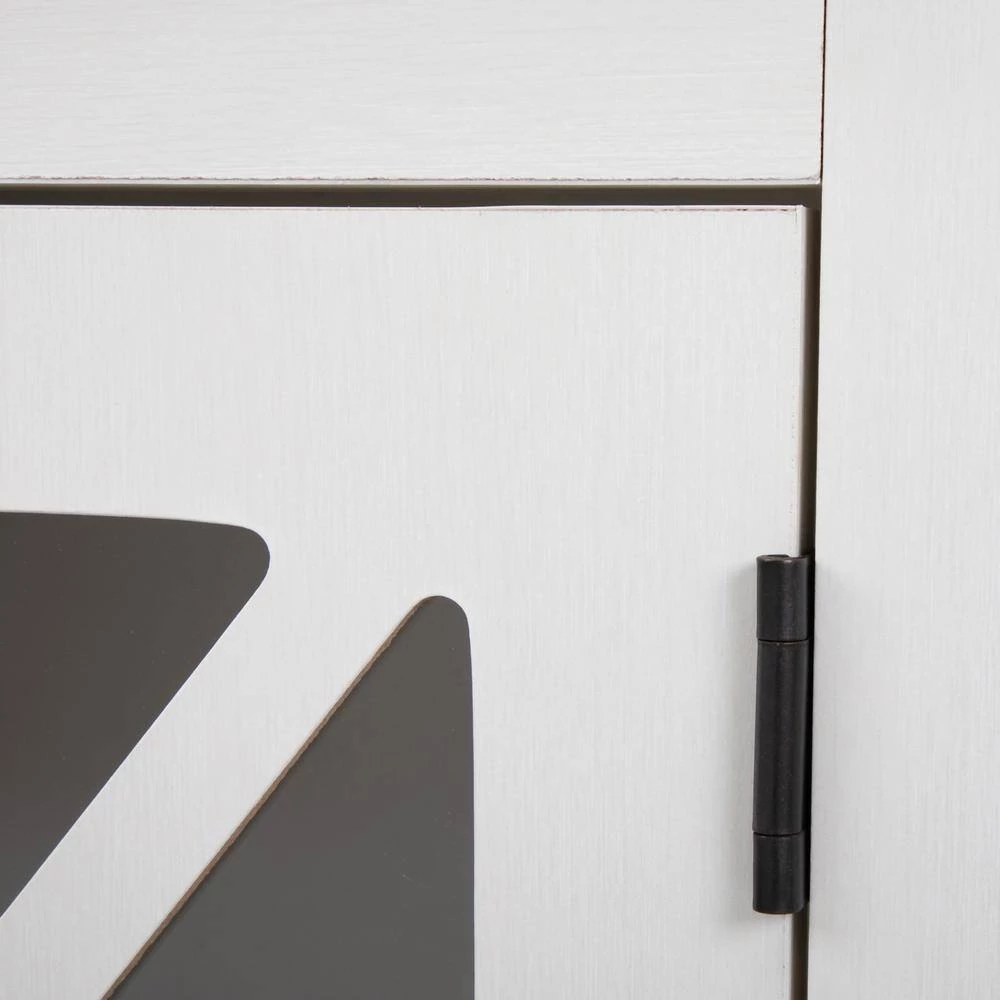 White Wood End Table Nightstand with Glass Door 23.6"H x 18.8"W x 13.7"D (2-Pack) by Kahomvis 7 White Wood End Table Nightstand with Glass Door 23.6"H x 18.8"W x 13.7"D (2-Pack) by Kahomvis - Image 7