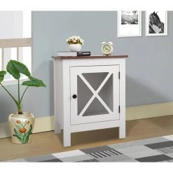 White Wood End Table Nightstand with Glass Door 23.6"H x 18.8"W x 13.7"D (2-Pack) by Kahomvis 19 White Wood End Table Nightstand with Glass Door 23.6"H x 18.8"W x 13.7"D (2-Pack) by Kahomvis -Kahomvis Sales Store white kahomvis nightstands bss lkw1 1569 31 1000