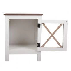 White Wood End Table Nightstand with Glass Door 23.6"H x 18.8"W x 13.7"D (2-Pack) by Kahomvis 13 White Wood End Table Nightstand with Glass Door 23.6"H x 18.8"W x 13.7"D (2-Pack) by Kahomvis -Kahomvis Sales Store white kahomvis nightstands bss lkw1 1569 77 1000