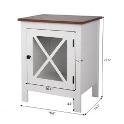 White Wood End Table Nightstand with Glass Door 23.6"H x 18.8"W x 13.7"D (2-Pack) by Kahomvis 14 White Wood End Table Nightstand with Glass Door 23.6"H x 18.8"W x 13.7"D (2-Pack) by Kahomvis -Kahomvis Sales Store white kahomvis nightstands bss lkw1 1569 c3 1000