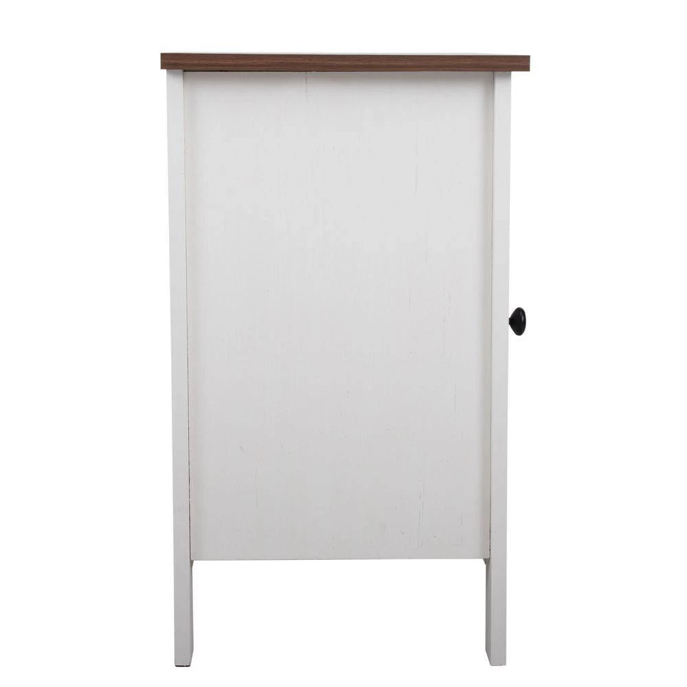 White Wood End Table Nightstand with Glass Door 23.6"H x 18.8"W x 13.7"D (2-Pack) by Kahomvis 2 White Wood End Table Nightstand with Glass Door 23.6"H x 18.8"W x 13.7"D (2-Pack) by Kahomvis - Image 2