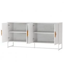 White Double Storage Sideboard with 4 Doors, Bedroom Storage Cabinet with Solid Wood Handle by Kahomvis -Kahomvis Sales Store white kahomvis sideboards buffet tables cyh lkw2 0014 77 1000
