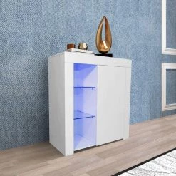White Buffet with LED Lights by Kahomvis 17 White Buffet with LED Lights by Kahomvis -Kahomvis Sales Store white kahomvis sideboards buffet tables js lkw33 741 44 1000