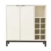 White Kitchen Buffet Sideboard with Removable Wine Racks and Cabinets, Wood and Metal Storage Console for Dining Room by Kahomvis