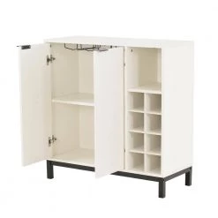 White Kitchen Buffet Sideboard with Removable Wine Racks and Cabinets, Wood and Metal Storage Console for Dining Room by Kahomvis -Kahomvis Sales Store white kahomvis sideboards buffet tables kk lkwf 8aaw 77 1000