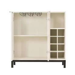 White Kitchen Buffet Sideboard with Removable Wine Racks and Cabinets, Wood and Metal Storage Console for Dining Room by Kahomvis -Kahomvis Sales Store white kahomvis sideboards buffet tables kk lkwf 8aaw c3 1000