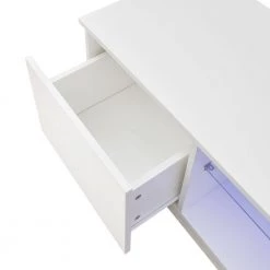 47 in. White TV Stand with 2-Drawers Fits TV's up to 55 in. with LED Lights by Kahomvis -Kahomvis Sales Store white kahomvis tv stands js lkw33 868 4f 1000
