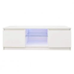 47 in. White TV Stand with 2-Drawers Fits TV's up to 55 in. with LED Lights by Kahomvis