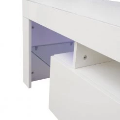 51 in. White TV Stand Fits TV's up to 55 in. with LED RGB Lights by Kahomvis -Kahomvis Sales Store white kahomvis tv stands js lkw33 869 4f 1000